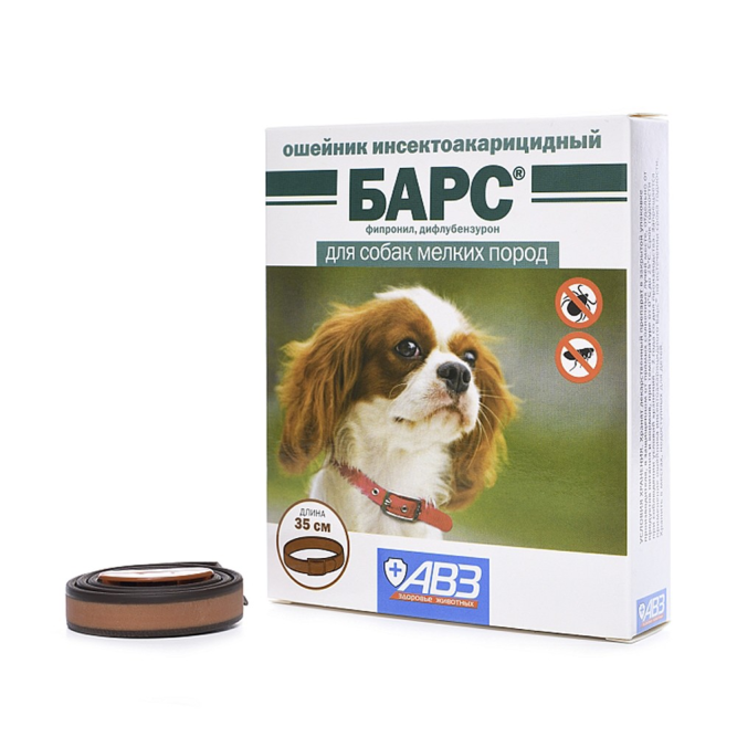 Барс ошейник инсектоакарицидный для собак мелких пород для защита от блох на 5 мес, от клещей на 4 мес - 35 см