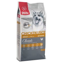 Blitz Classic Adult Chicken &amp; Rice сухой корм для взрослых собак, с курицей и рисом -15кг
