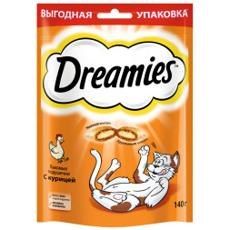 Dreamies лакомые подушечки с курицей для взрослых кошек всех пород - 140 г