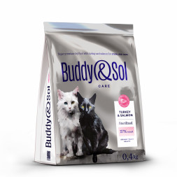 Buddy&amp;Sol Care Sterilized сухой корм для взрослых стерилизованных кошек с индейкой и лососем - 400 г