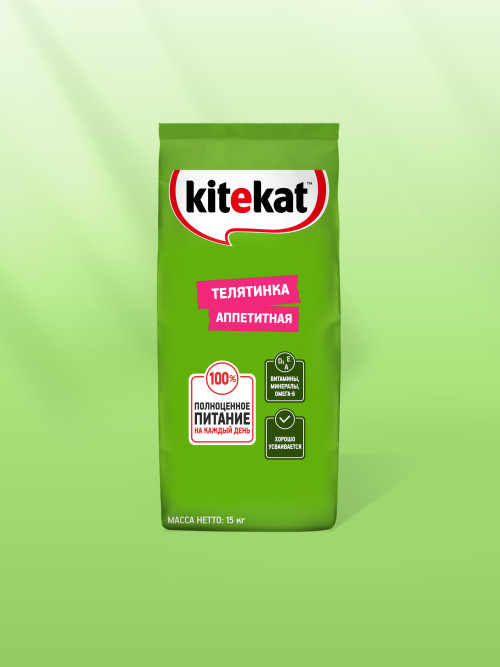 Kitekat сухой корм для взрослых кошек с телятиной - 15 кг