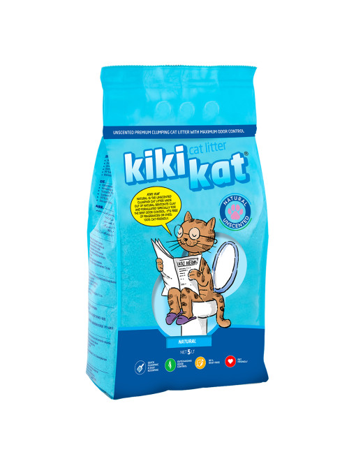 KikiKat комкующийся бентонитовый наполнитель для кошачьего туалета супер-белый - 5 л