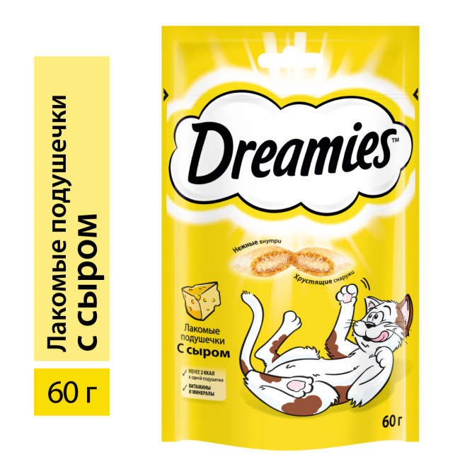 Dreamies лакомые подушечки для кошек с сыром - 60 г