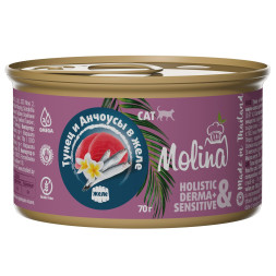 Molina консервы для кошек с тунцом и анчоусами, в желе - 70 г x 12 шт