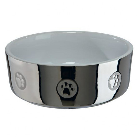 Миска Trixie для собак керамическая 0,3 л/o12 см серебряно-белая с рисунком