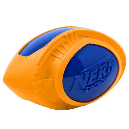 NERF Мегатон игрушка для собак мяч для регби из термопластичной резины, оранжевый синий - 18 см