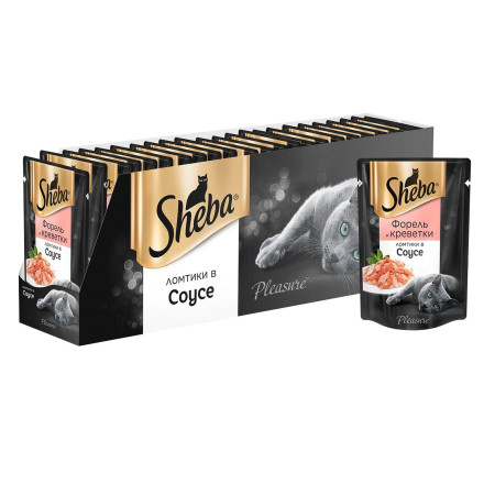 Sheba Pleasure влажный корм для взрослых кошек со вкусом форели и креветок в соусе - 85 г