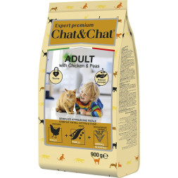 Chat&amp;Chat Expert Premium сухой корм для взрослых кошек с курицей и горохом - 900 г