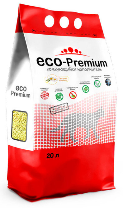 ECO-Premium наполнитель древесный комкующийся с ароматом ромашки - 20 л (7,6 кг)