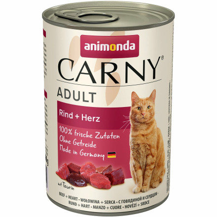 Animonda Carny Adult влажный корм для взрослых кошек с говядиной и сердцем - 400 г (6 шт в уп)
