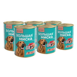 Зоогурман Большая Миска влажный корм для взрослых собак, с телятиной и рубцом - 970 г х 6 шт