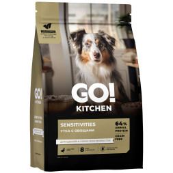 Go' Kitchen SENSITIVITIES Grain Free сухой беззерновой корм для щенков и собак с чувствительным пищеварением, с уткой - 1,59 кг