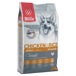 Blitz Classic Adult Chicken &amp; Rice сухой корм для взрослых собак, с курицей и рисом - 2 кг