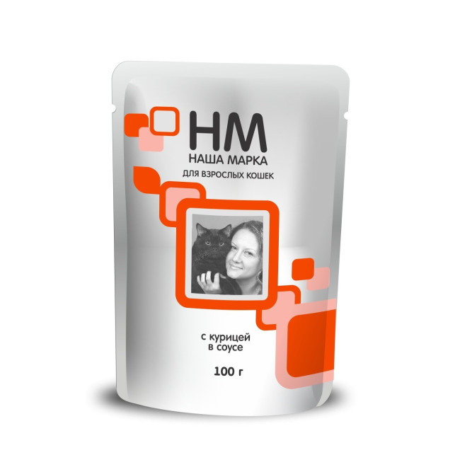 Наша Марка для кошек с курицей - 100 г х 24 шт (паучи)