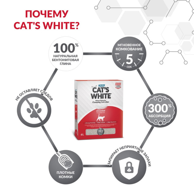 Cat's White Box Premium Natural комкующийся наполнитель для кошачьего туалета натуральный без ароматизатора - 6 л