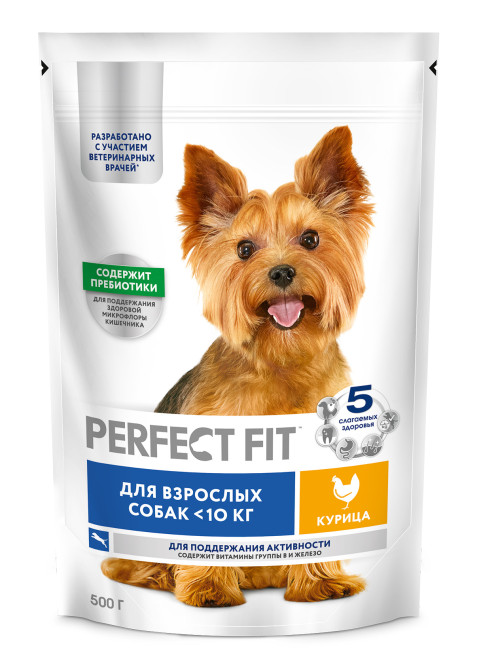 Perfect Fit сухой корм для взрослых собак мелких и миниатюрных пород с курицей - 500 г
