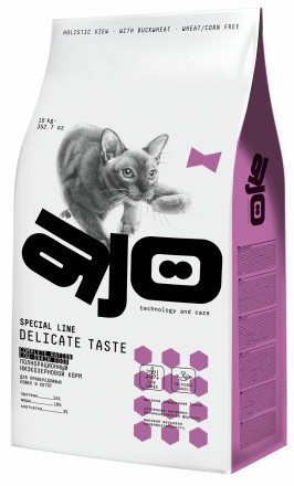 AJO Cat Delicate Taste сухой корм для привередливых кошек и котят с индейкой - 10 кг