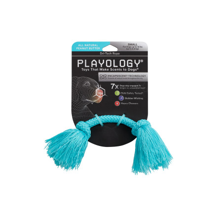 Playology DRI-TECH ROPE жевательный канат для собак мелких пород с ароматом арахиса, маленький, голубой
