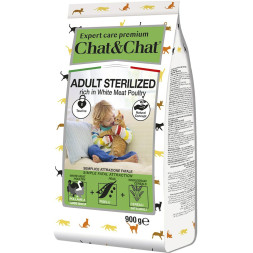 Chat&amp;Chat Expert Premium сухой корм для стерилизованных кошек с белым мясом птицы - 900 г