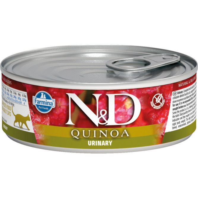 Farmina N&amp;D Quinoa Cat Urinary влажный беззерновой корм для взрослых кошек для профилактики МКБ с киноа и уткой - 80 г (24 шт в уп)