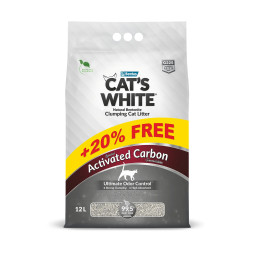 Cat's White Activated Carbon Unscented наполнитель комкующийся для кошачьего туалета с активированным углем - 12 л