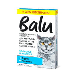 Балу мультивитаминное лакомство для кастрированных котов и стерилизованных кошек, &quot;Здоровье и энергия&quot; с таурином и метионином - 130 таблеток