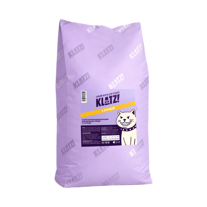 KLATZ! сухой полнорационный корм для взрослых кошек с курицей - 10 кг