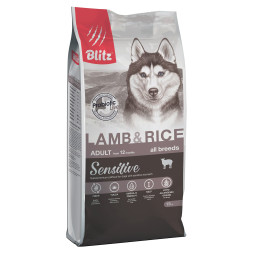 Blitz Sensitive Adult Lamb &amp; Rice сухой корм для взрослых собак, с ягненком и рисом - 15 кг