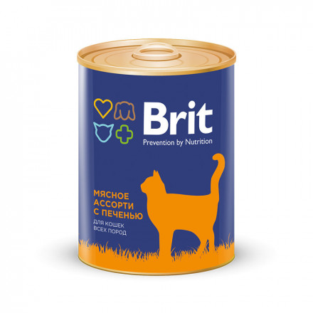 Консервы Brit Premium Beef and Liver Medley для кошек всех пород мясное ассорти с печенью - 340 г х 12 шт