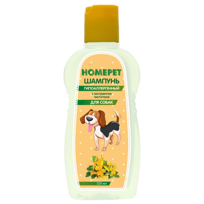 HOMEPET шампунь гипоаллергенный для собак  с экстрактом чистотела - 220 мл