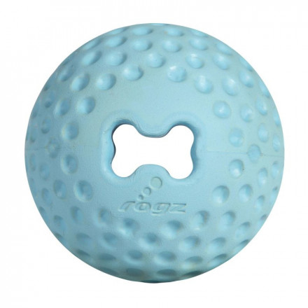 Rogz игрушка для щенков Pupz Gumz мяч из литой резины с отверстием для лакомства, голубой, d=64 мм