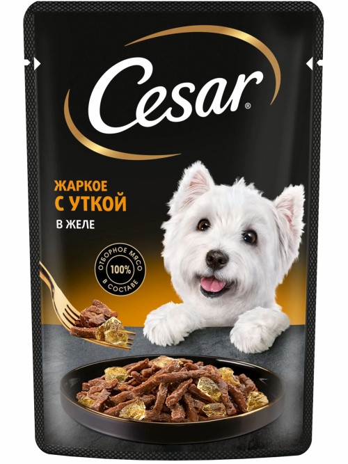 Cesar влажный корм для взрослых собак жаркое с уткой, в паучах - 85 г х 28 шт