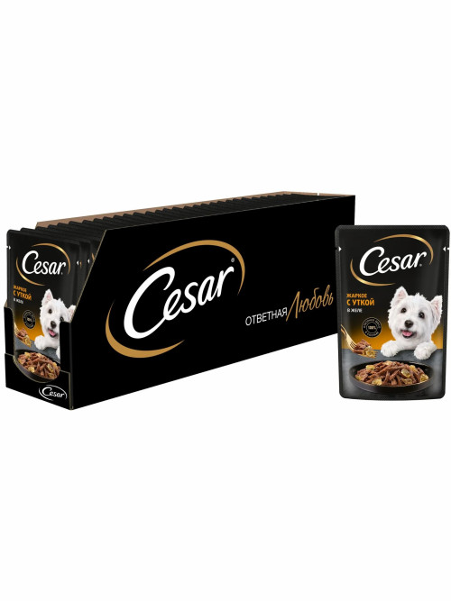 Cesar влажный корм для взрослых собак жаркое с уткой, в паучах - 85 г х 28 шт