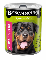 ВКУСМЯСИНА влажный корм для взрослых собак с ягненком, в консервах - 850 г х 6 шт