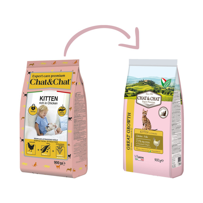Chat&amp;Chat Kitten Great Growth Chicken сухой корм для котят с цыпленком - 900 г