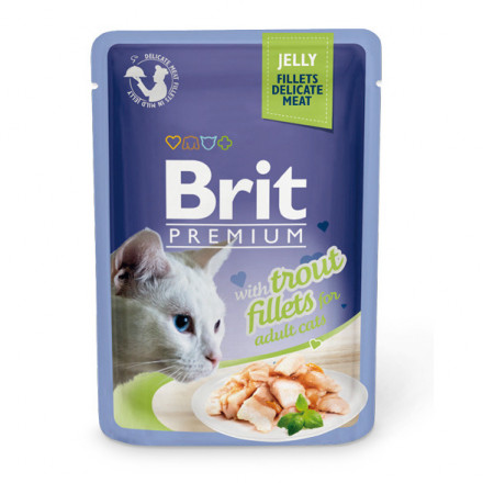 Brit Premium Jelly влажный корм для взрослых кошек в форме кусочков из филе форели в желе - 85 г