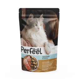 Perfeel влажный корм для взрослых кошек с лососем, в соусе, в паучах - 75 г х 28 шт
