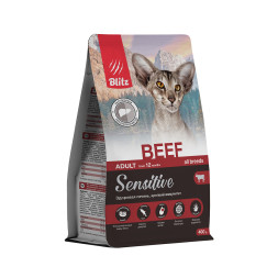 Blitz Beef Sensitive сухой корм для взрослых кошек при чувствительном пищеварении с говядиной - 400 г