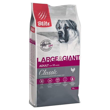 Blitz Classic Adult Large &amp; Giant Breed сухой корм для взрослых собак крупных пород, с курицей - 15 кг