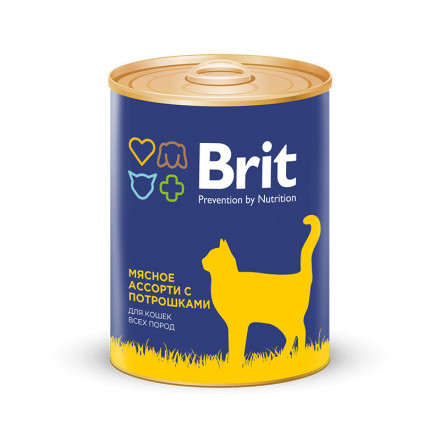 Консервы Brit Premium Beef and Offal Medley для кошек всех пород мясное ассорти с потрошками - 340 г х 12 шт