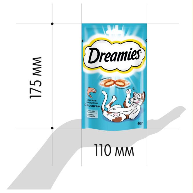 Dreamies лакомые подушечки для кошек с лососем - 60 г