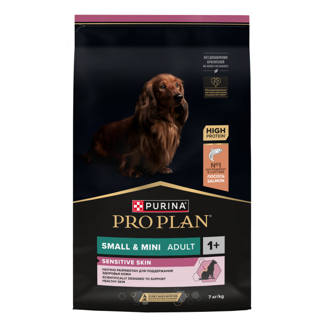 Сухой корм Pro Plan Adult Small&amp;Mini Sensitive Skin для собак мелких пород с чувствительной кожей с лососем и рисом - 7 кг