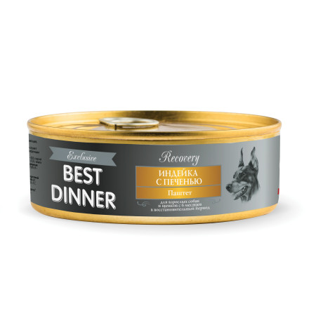 Best Dinner Exclusive Recovery консервы для собак при восстановлении паштет с индейкой и печенью - 100 г