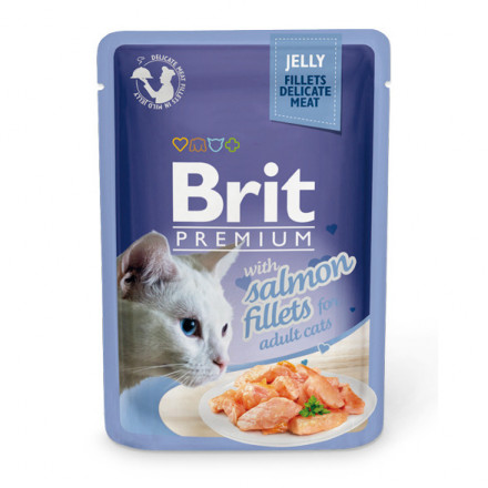 Brit Premium Jelly влажный корм для взрослых кошек в форме кусочков из филе лосося в желе - 85 г