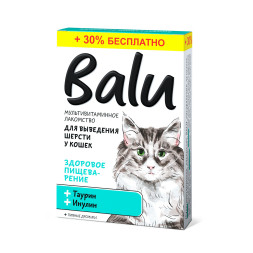 Балу мультивитаминное лакомство для выведения шерсти у кошек, &quot;Здоровое пищеварение&quot; с таурином и инулином - 130 таблеток