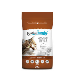 BentySandy Coffee наполнитель для кошачьего туалета комкующийся, глиняный, с ароматом кофе - 17,2 кг (20 л)