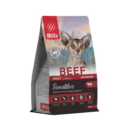Blitz Beef Sensitive сухой корм для взрослых кошек при чувствительном пищеварении с говядиной - 1,8 кг