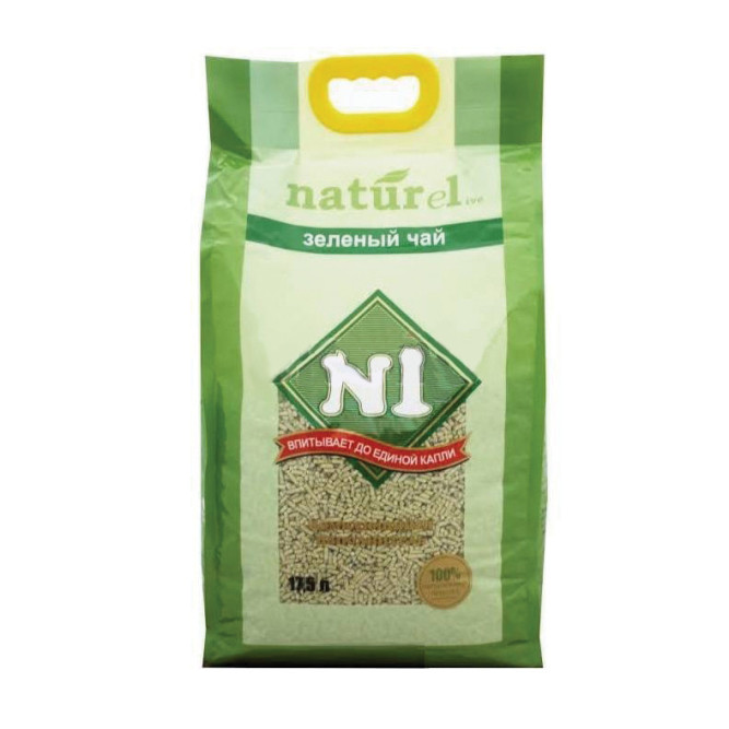 Наполнитель N1 Naturel Зеленый чай комкующийся для кошачьего туалета 17,5 л