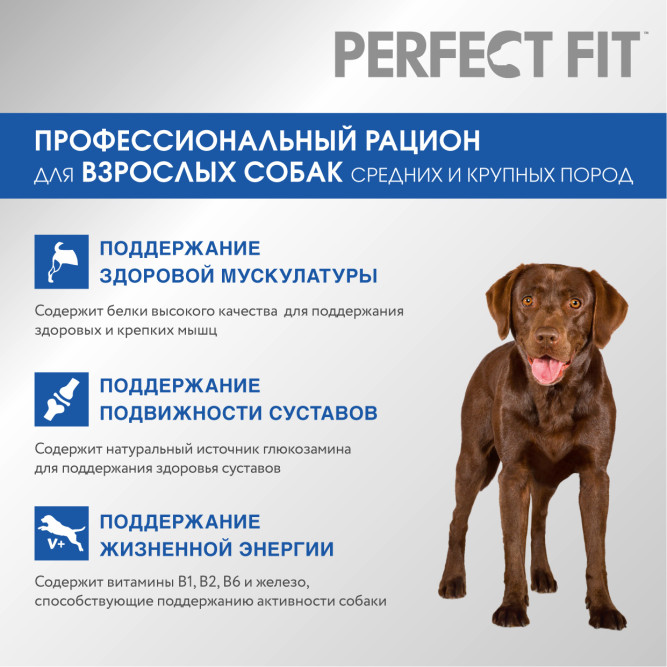 Perfect Fit сухой корм для собак средних и крупных пород с курицей - 2,6 кг