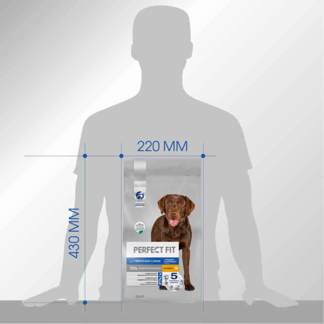 Perfect Fit сухой корм для собак средних и крупных пород с курицей - 2,6 кг